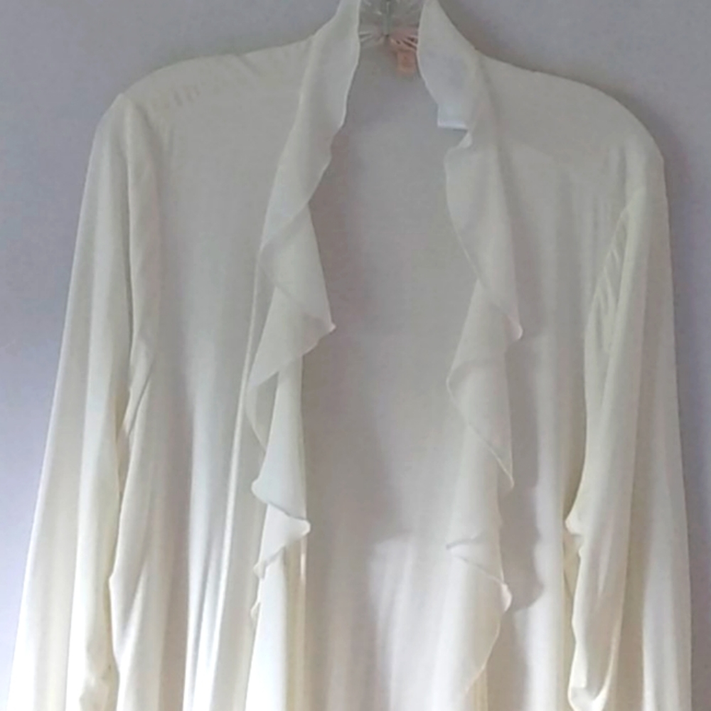 RHONDA SHEAR KIMINO Rahuna Chiffon Trim Cream Waterfall Ultra Soft